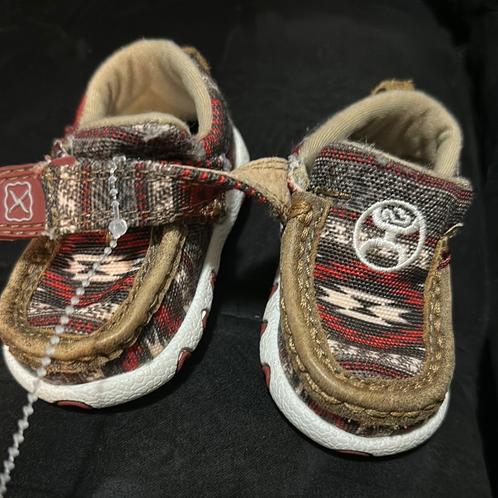 Twisted X Stylish Kids Moccasin Shoes - Red and Tan